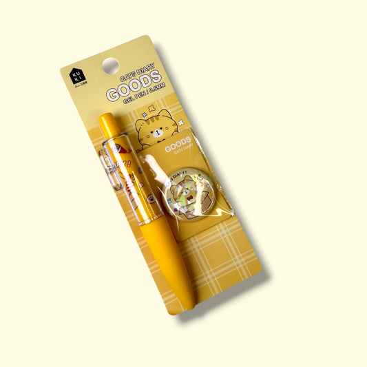🐱✨ Lápiz gel + pin “Cats Diary” (set kawaii) ✨🐱