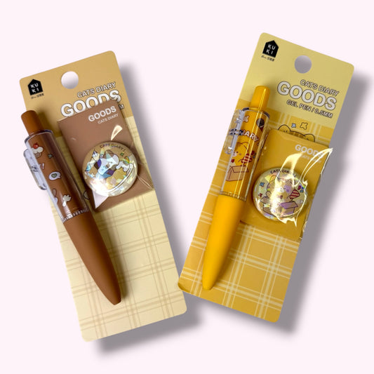 🐱✨ Lápiz gel + pin “Cats Diary” (set kawaii) ✨🐱